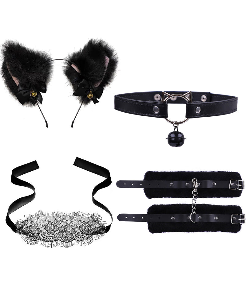Sey Bell Collar Tail Jewelry Maid Costume Headdress Neck Accessory Props Set