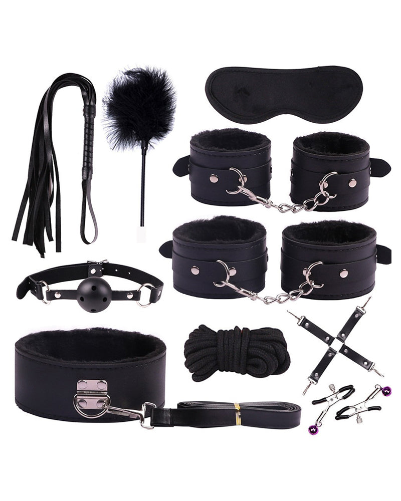 SM Sxy Plush Leather Bondage 10-Piece Set