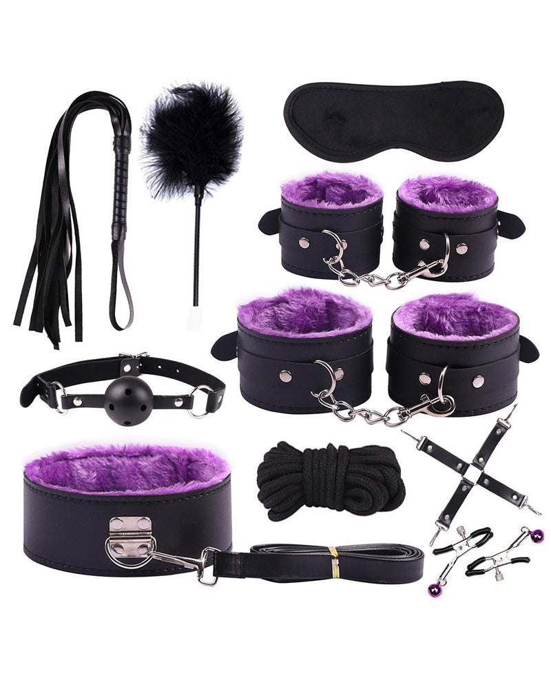 SM Sxy Plush Leather Bondage 10-Piece Set