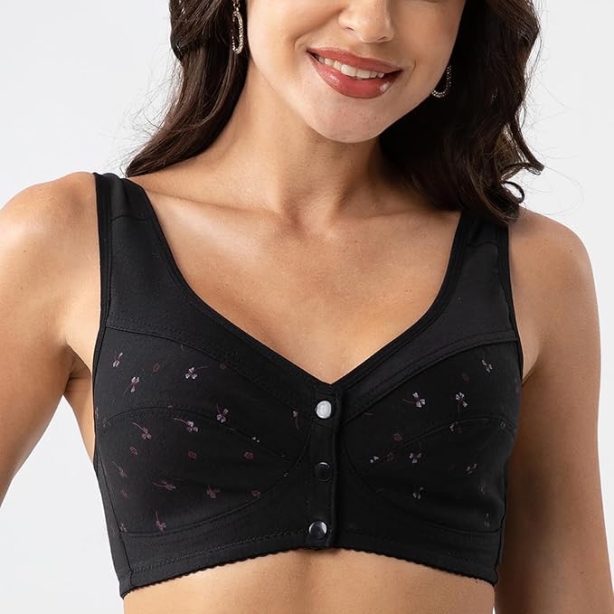 Front-Button Anti sagging Jersey Cotton Wireless Bra!