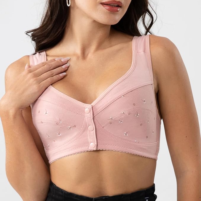 Front-Button Anti sagging Jersey Cotton Wireless Bra!