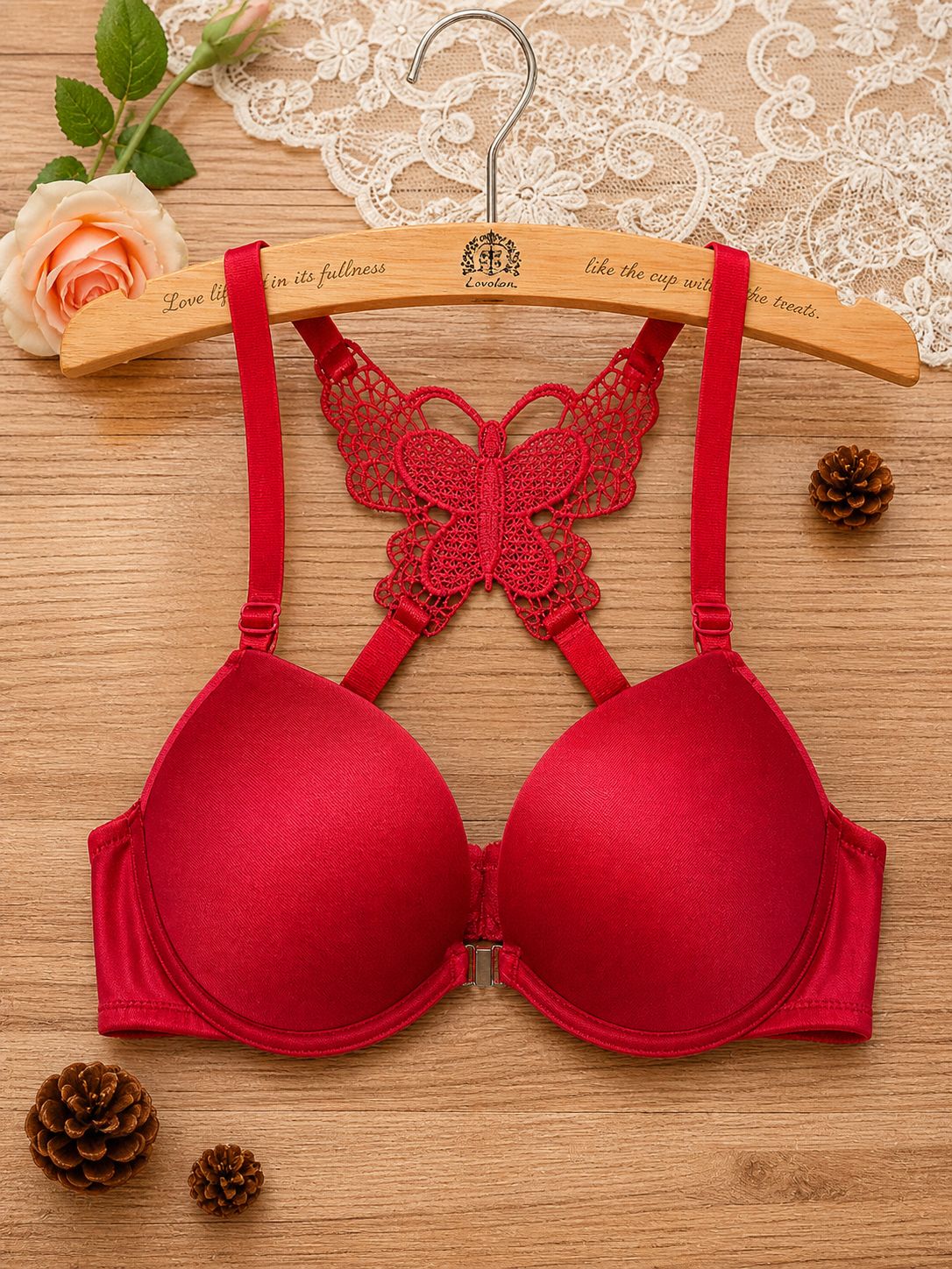Front Closure Butterfly Back Push-Up Bra