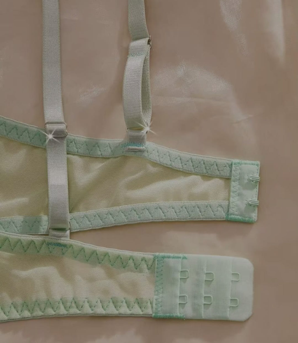 Tranparent UltraThin Floral Emroidery Bra Set