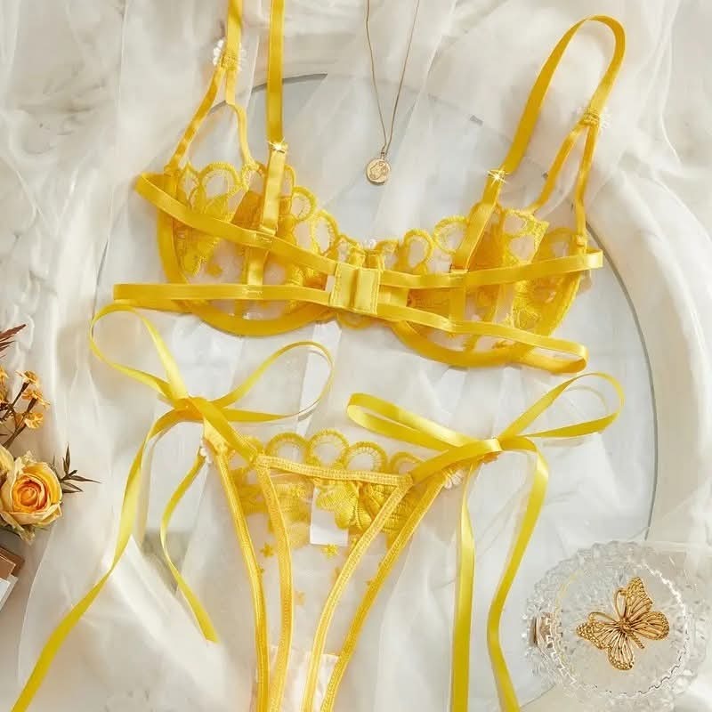 Net Floral mesh pushup Bra set.