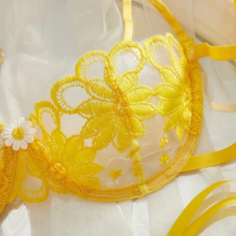 Net Floral mesh pushup Bra set.