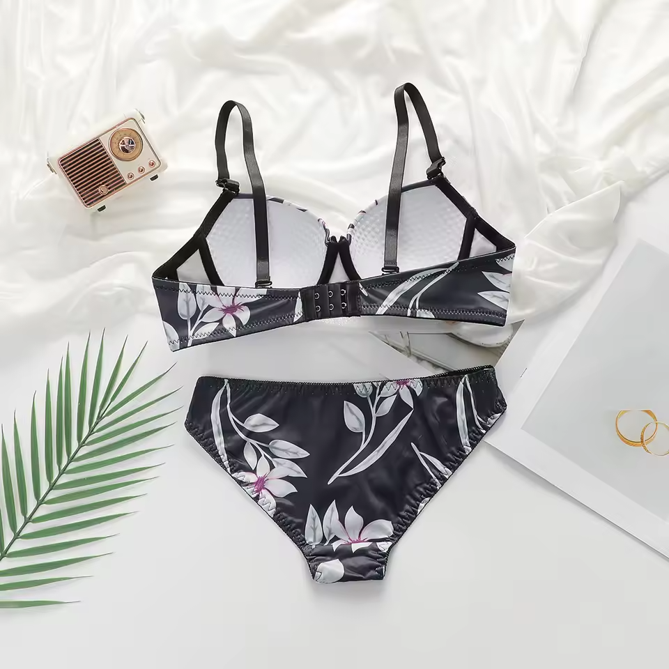 Printed Push-Up Bra & Panty Set.