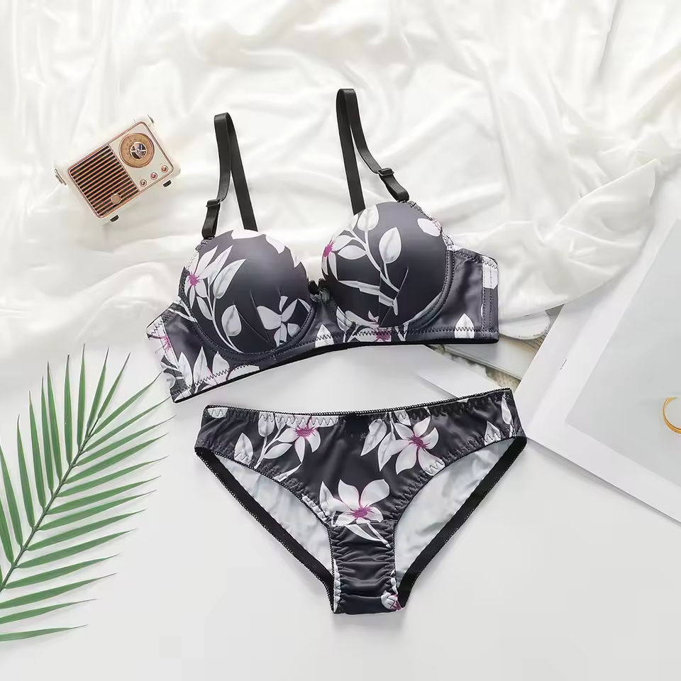 Printed Push-Up Bra & Panty Set.