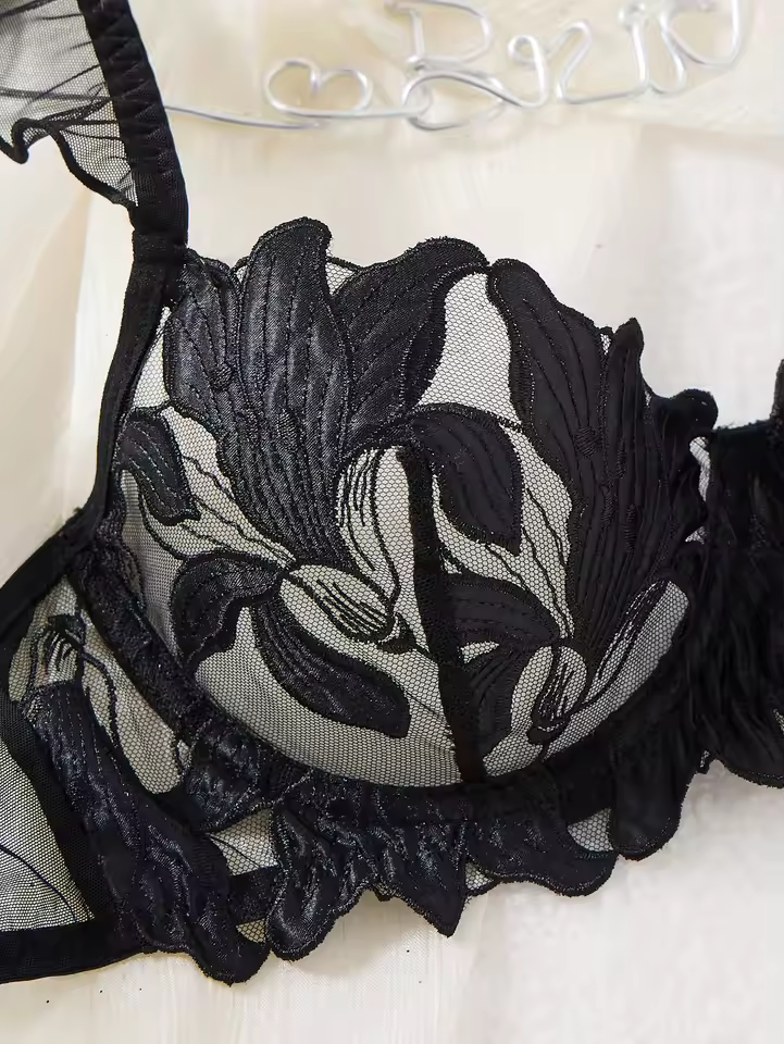 Black Floral Embroidery 2-Piece Set.