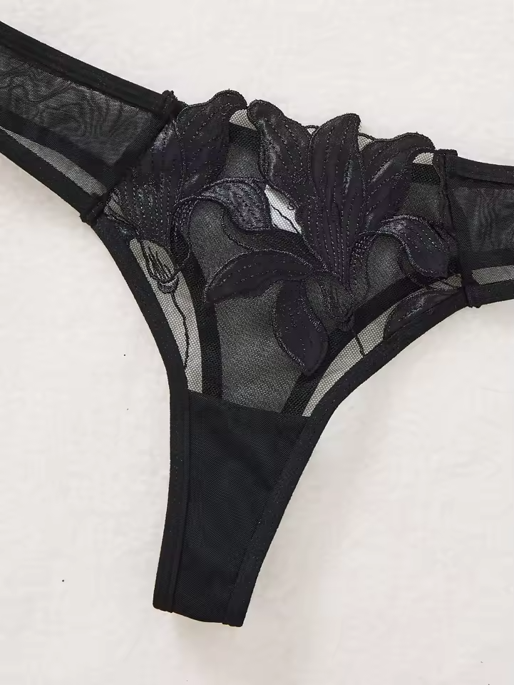 Black Floral Embroidery 2-Piece Set.