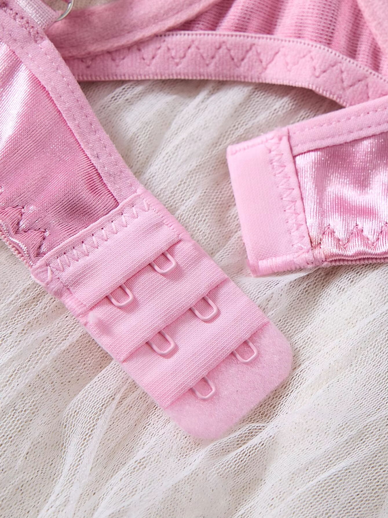Pink Contrast Lace 2-Piece Set.